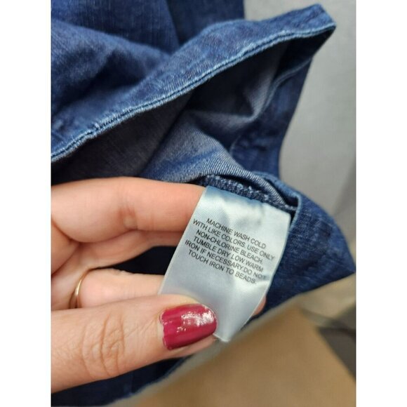 Alfred Dunner Womens Denim Beaded Collar Jacket & Pull-On Pants Set Size 14 Cott - Picture 4 of 8